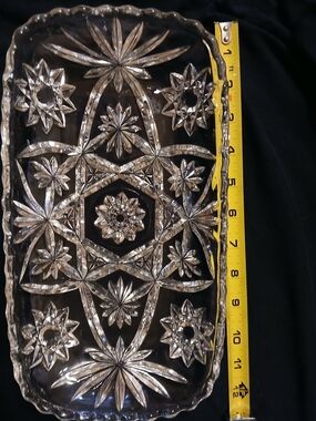 Cut Glass Decorative Serving Tray - Clear Crystal Pattern